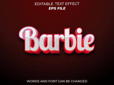 Téléchargez les illustrations : Effet texte barbie, police modifiable, typographie, texte 3d. modèle vectoriel - en licence libre de droit