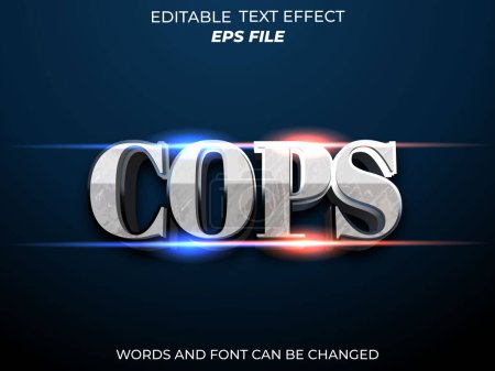 Illustration for Cops text effect, font editable, typography, 3d text. vector template - Royalty Free Image