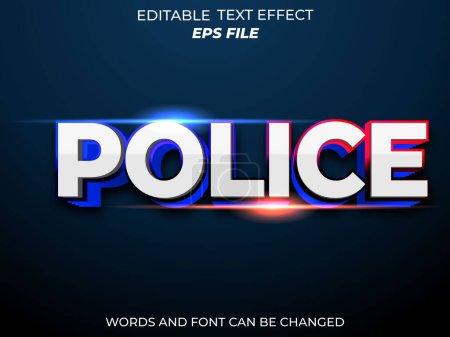 Illustration for Police text effect, font editable, typography, 3d text. vector template - Royalty Free Image
