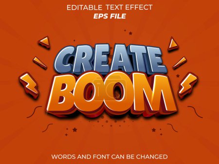 Téléchargez les illustrations : Créer effet texte boom, police modifiable, typographie, texte 3D pour les jeux. modèle vectoriel - en licence libre de droit