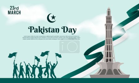 Illustration for Happy pakistan day March 23 background for greeting card, poster and banner vector illustration - Royalty Free Image