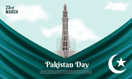 Illustration for Happy pakistan day March 23 background for greeting card, poster and banner vector illustration - Royalty Free Image