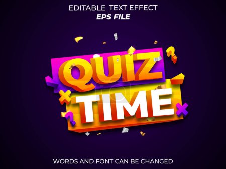 quiz tome text effect, font editable, typography, 3d text. vector template