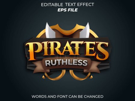 Ilustración de Piratas despiadado efecto de texto, fuente editable, tipografía, texto 3d para juegos. plantilla de vector - Imagen libre de derechos