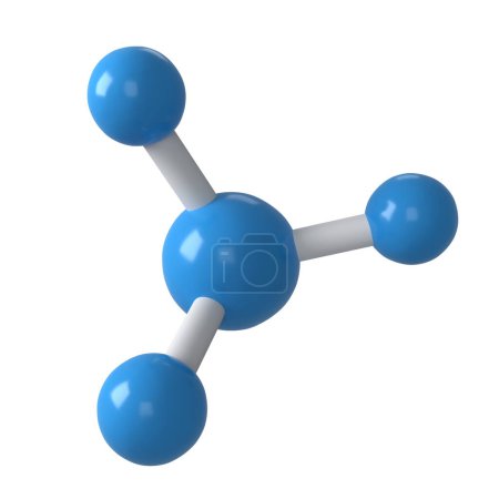 Foto de Representación 3d de la estructura de la molécula azul sobre fondo aislado - Imagen libre de derechos