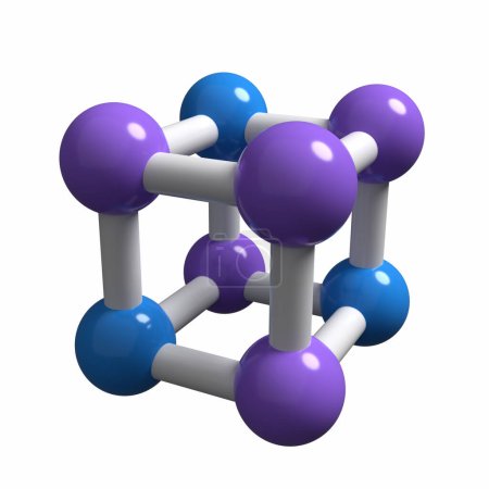 Foto de Representación 3d de la estructura de la molécula azul sobre fondo aislado - Imagen libre de derechos