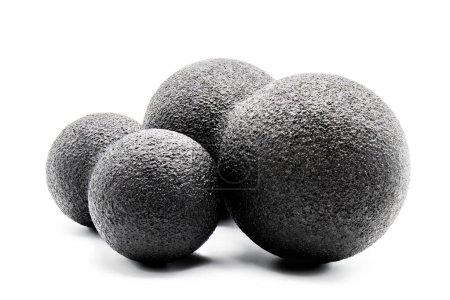 two double fascia balls in front of white background, black color, product
