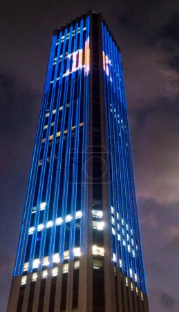 Colpatria Tower at night in the international center of Bogota - Colombia