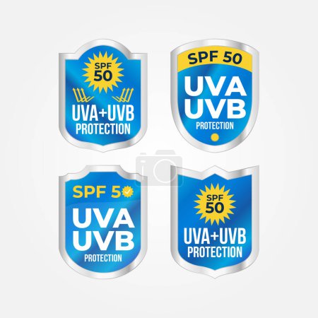 Modèle de bouclier bleu pour la protection UV style vectoriel moderne