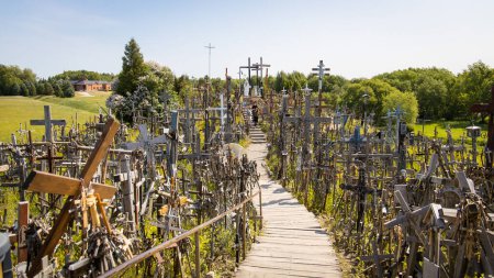 Hill of Crosses (Kryziu Kalnas) memorial place in Lithuania. Famous tourist attraction and highlight in the Baltic States