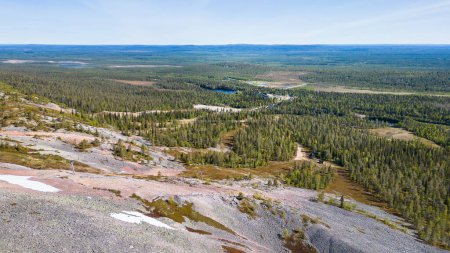 Aerial view of Ukko-Luosto mountain and skiing area in Lapland, Finland
