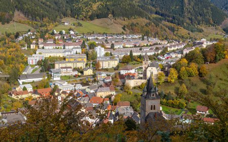 Old town of Eisenerz near the open pit mine Erzberg in Styria, Austria