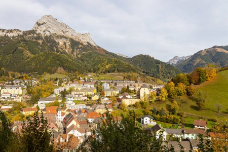 Old town of Eisenerz near the open pit mine Erzberg in Styria, Austria