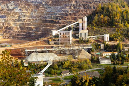 Erzberg open pit iron mine. Industrial complex.