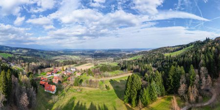 Typical landscape from the Weststeiermark region in Styria, Austria with the rural village Angenofen near Stainz