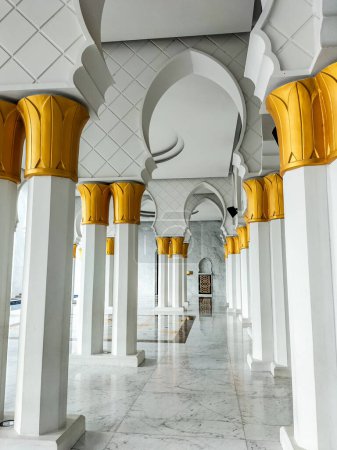 Selective focus. Alley of the Great Sheikh Zayed Solo Mosque. Indonesia.