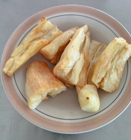 Indonesian homemade fried cassava snack. Selective focus.