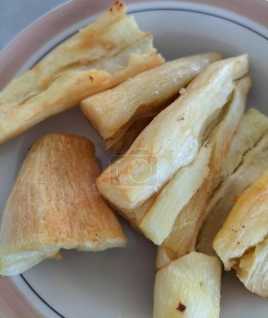 Indonesian homemade fried cassava snack. Selective focus.