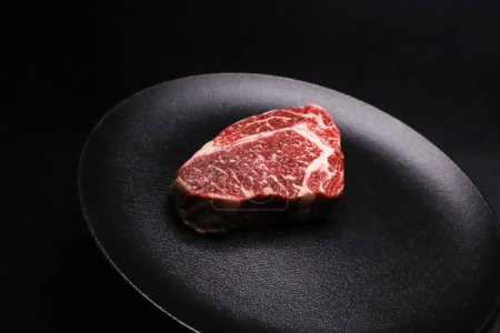 Serving suggestion on Polish high quality marbled beef steak rib eye
