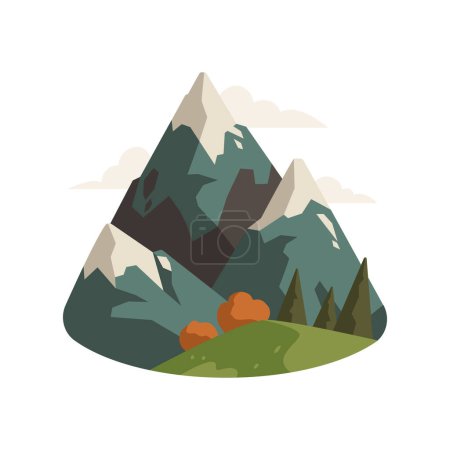 Illustration for Snow Capped Mountain Spring Scene Vector Illustration - Royalty Free Image