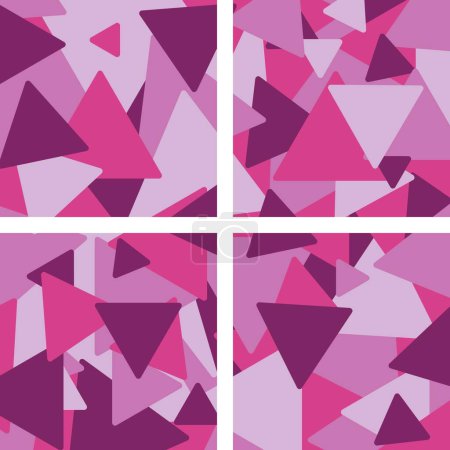 Téléchargez les photos : Triangles roses fond divisé en quatre sections carrées par des lignes perpendiculaires blanches - en image libre de droit
