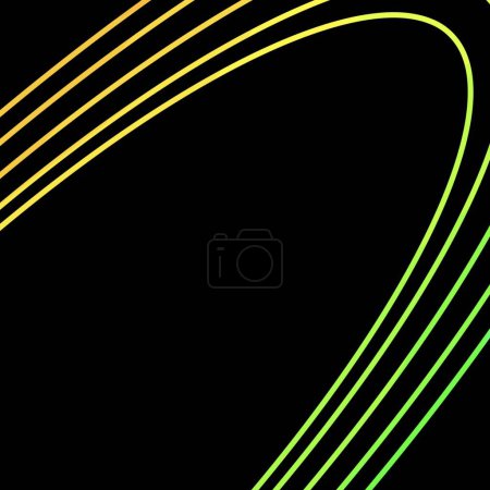 Photo for Yellow and green gradient curving lines on black background - Royalty Free Image