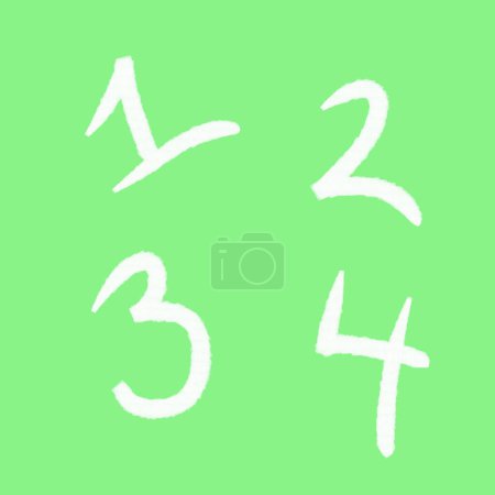 Photo for 1, 2, 3, and 4 written in white on green background - Royalty Free Image