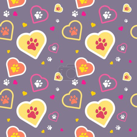 Illustration for Paw seamless pattern vector doodle abstract dog and cat animal footprint background for fabric, texture and wallpaper illustration - Royalty Free Image