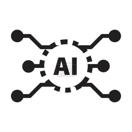 Téléchargez les illustrations : AI, puce numérique d'icône d'intelligence artificielle pour l'illustration d'ordinateur et de technologie - en licence libre de droit