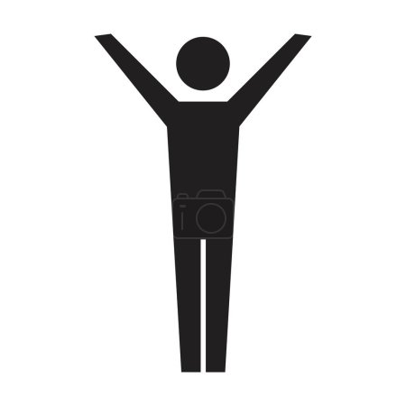 Homme icône bras ouverts vecteur homme personne avec les mains levées symbole dans une illustration de pictogramme de glyphe