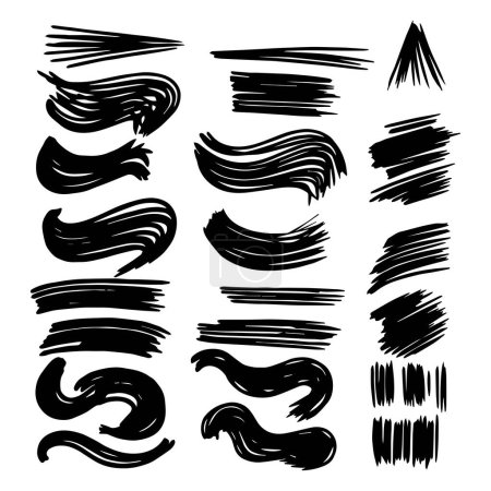 Illustration for Scribble brush stroke charcoal curly line set illustation for background design - Royalty Free Image