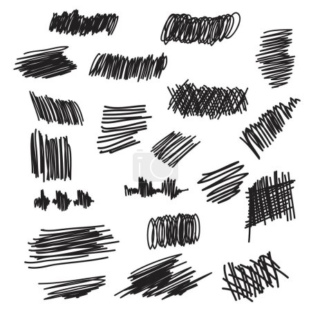 Pencil stroke element, grunge charcoal hand drawn hatches scribble marker art brushes line