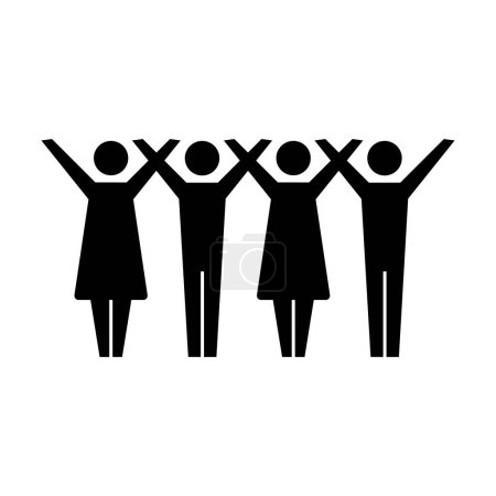 Gemeinschaft Ikone, Menschen mit Liebe, Einheit und Harmonie Gesellschaft in einem Glyphen-Piktogramm Illustration