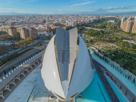 Photo for Valencia, Spain - December 21, 2023: Aero Photography. View from a flying drone. A panoramic view of the beautiful city. From a bird's eye view. - Royalty Free Image