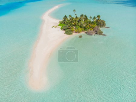 Photo for View from a flying drone of the luxury beach against the background of the beauty of the sea with coral reefs. - Royalty Free Image