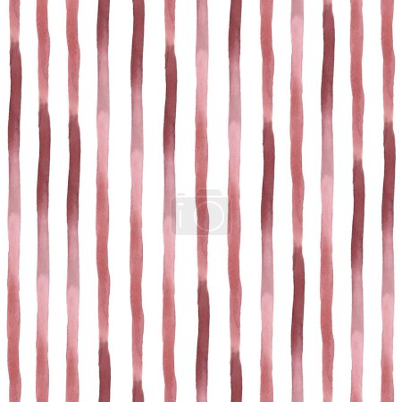 Téléchargez les photos : Rayures rouges motif sans couture aquarelle sur fond blanc peint à la main pour textile de table, vaisselle en porcelaine, impressions délicieuses, tissu, papier d'emballage et emballages alimentaires - en image libre de droit