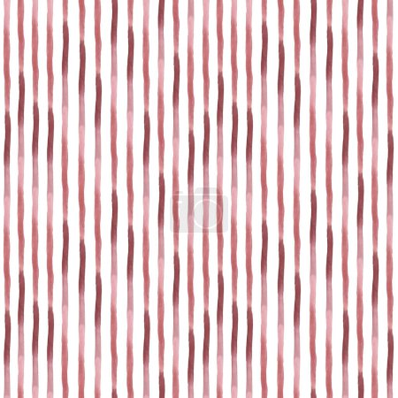 Téléchargez les photos : Rayures rouges motif sans couture aquarelle sur fond blanc peint à la main pour textile de table, vaisselle en porcelaine, impressions délicieuses, tissu, papier d'emballage et emballages alimentaires - en image libre de droit