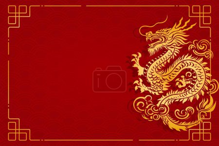 Vector chino nuevo año 2024 festival dragón boceto