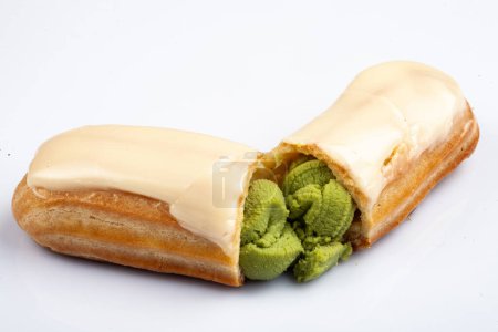 Photo for Eclairs and cakes with unusual filling. Filled with hot sauce, mustard and wasabi. It's an unusual and strange combination of flavors - Royalty Free Image