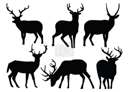 Illustration for Silhouette deer animals collections - Royalty Free Image