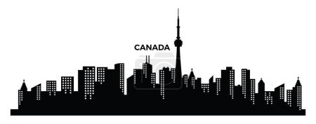 Téléchargez les illustrations : Silhouette de Canada City. Silhouette arrière-plan de voyage. - en licence libre de droit