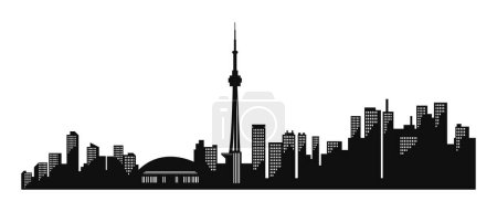 Téléchargez les illustrations : Silhouette de Canada City. Silhouette arrière-plan de voyage. - en licence libre de droit