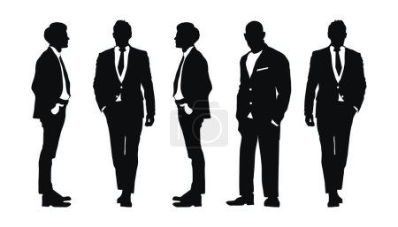 Téléchargez les photos : Silhouette hommes d'affaires posent collection.Illustration vectorielle - en image libre de droit