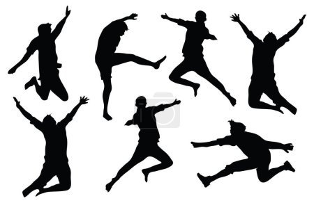 Téléchargez les photos : Silhouette personnes sautant divers. Collection Silhouette People. - en image libre de droit