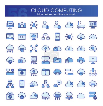 Téléchargez les photos : Cloud computing bleu icônes de couleur ensemble. - en image libre de droit