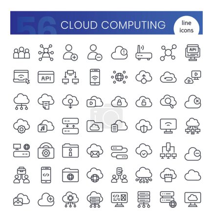 Téléchargez les photos : Ensemble d'icônes de ligne Cloud Computing. - en image libre de droit