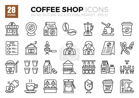 Illustration for Coffee shop outline icons set.Vector Illustration - Royalty Free Image