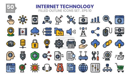 Illustration for Internet Technology filled outline icons set - Royalty Free Image