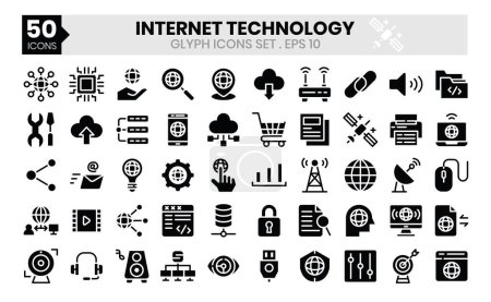 Illustration for Internet Technology glyph icons set. - Royalty Free Image