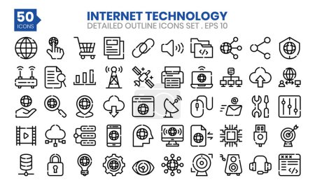 Illustration for Internet Technology outline icons set. - Royalty Free Image